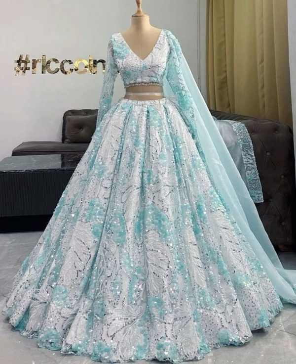 Velvet Heavy Work Lehenga-Casual - Image 2