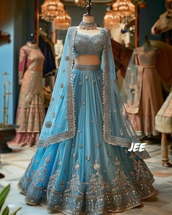 Velvet Heavy Work Lehenga-Casual - Image 3